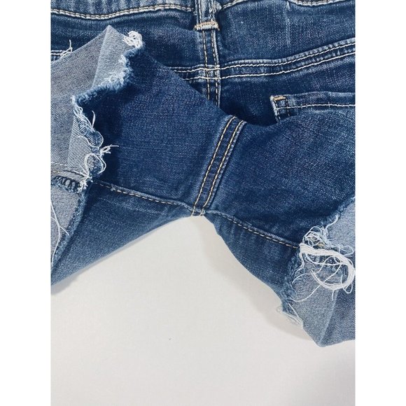 American Eagle Womens Jean Shorts Sz 2 Stretch Denim Cuffed Booty Mini Raw Hem - Picture 8 of 8